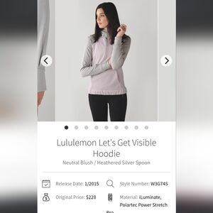 Lululemon Let's Get Visible Hoodie Size 8 Neutral Blush/ Silver
